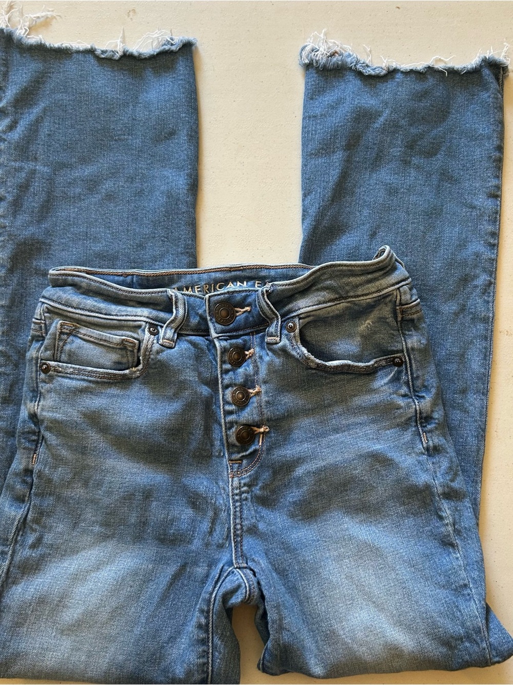 American Eagle Outfitters Light Blue High-Rise Button-Fly Jeans